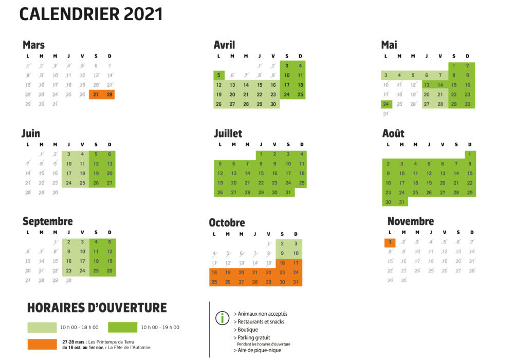 Calendrier 2021 site web